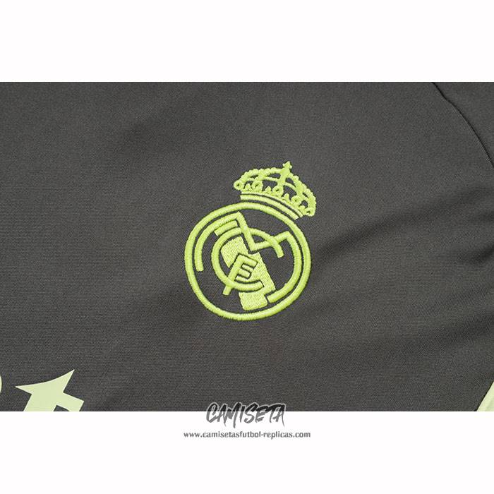 Chandal del Real Madrid 2025-2026 Manga Corta Gris Verde - Pantalon Corto